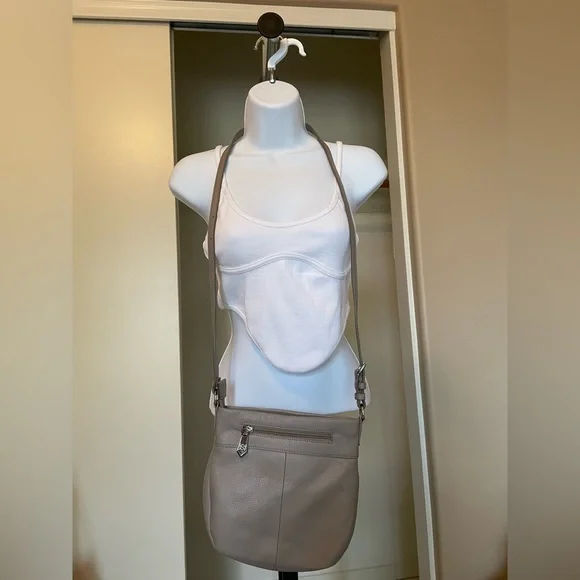 Christopher Kon Celi Small Leather Crossbody Bag in light grey. - Picture 6 of 14